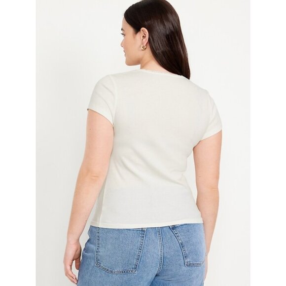 NWT OLD NAVY Lace-Trim Rib-Knit Top - Picture 2 of 2